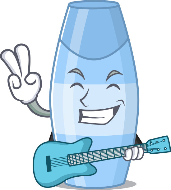 洗发水音乐家卡通设计弹吉他图片下载
