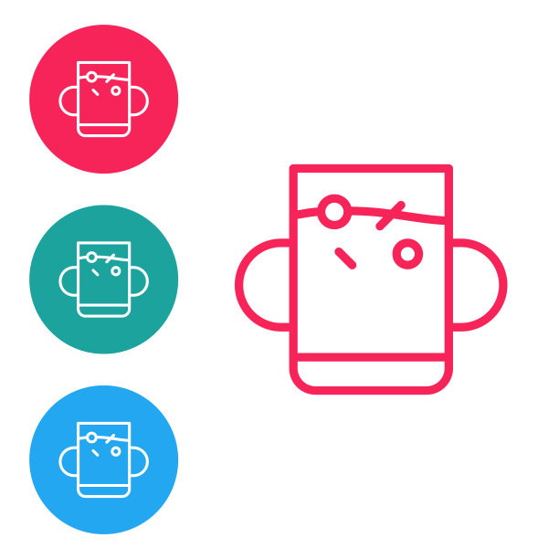 红线杯上茶与叶的图标隔离图片下载