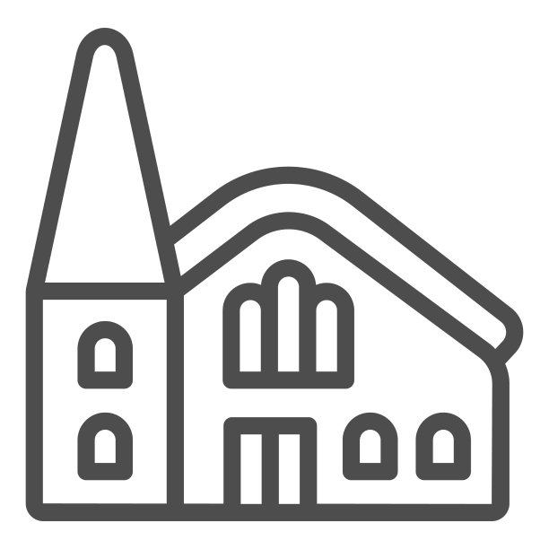 天主教教堂线图标复活节快乐的概念图片下载