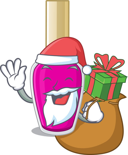 粉色指甲油圣诞老人有圣诞礼物图片下载