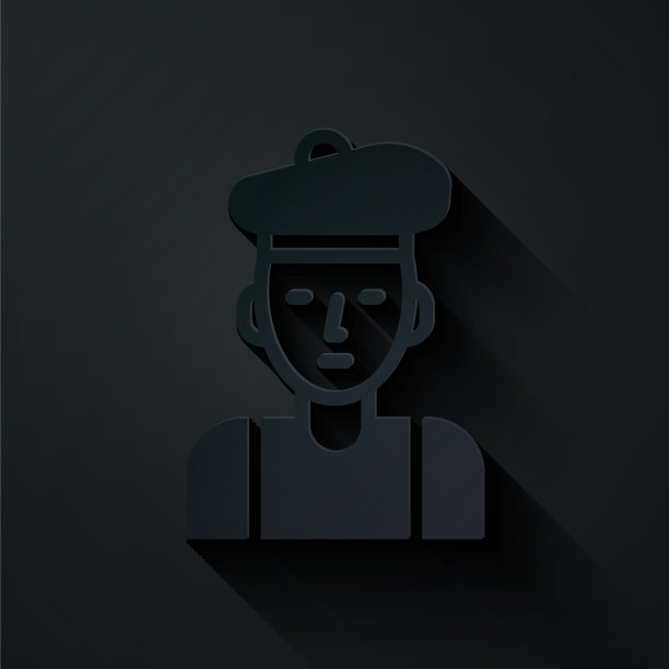 剪纸法国人图标孤立在黑色图片下载