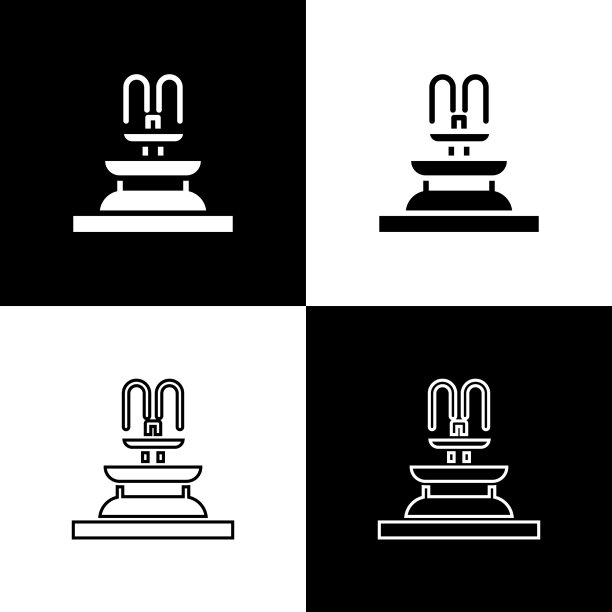 设置喷泉图标隔离在黑色和白色图片下载