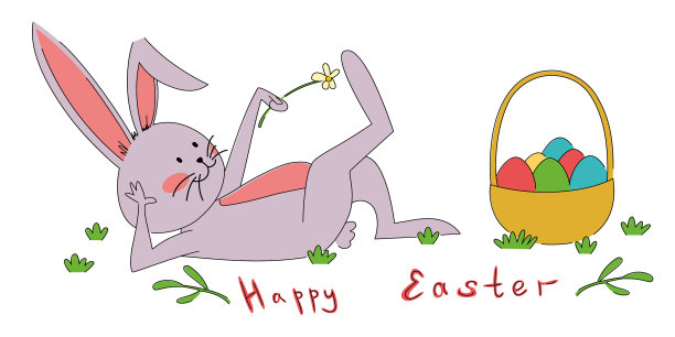 复活节贺卡，一只带篮子的兔子图片下载