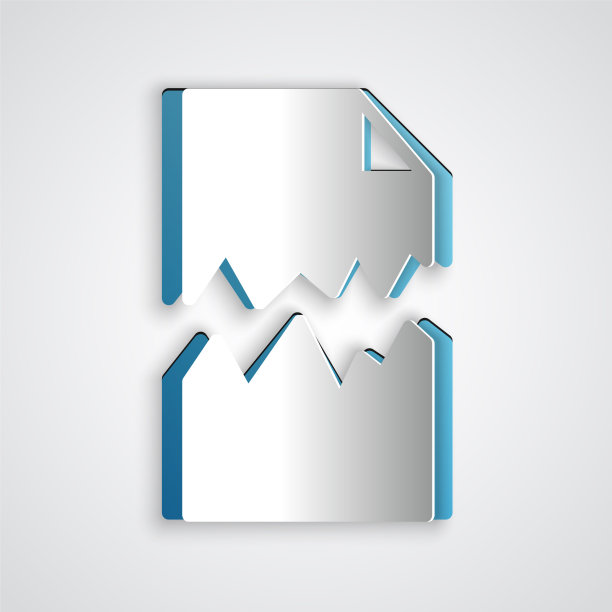 剪纸撕裂的文件图标孤立在灰色图片下载