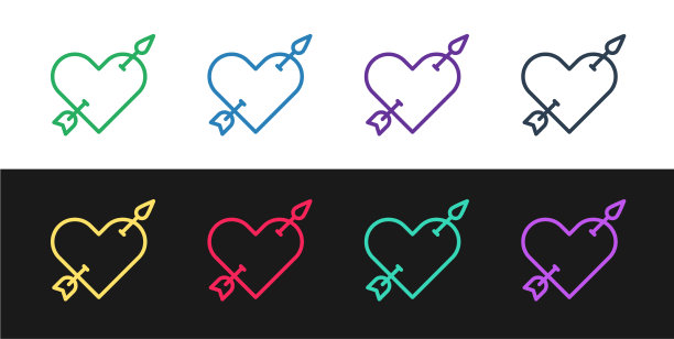 用心和箭头的图标设置线恋符号图片下载