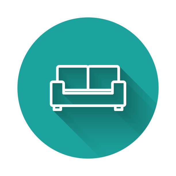 白色线条沙发图标孤立与长影子图片下载