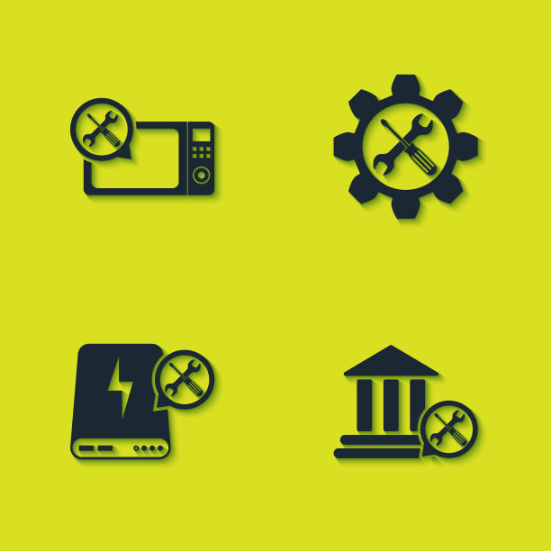 设置微波炉服务银行大楼电源图片下载