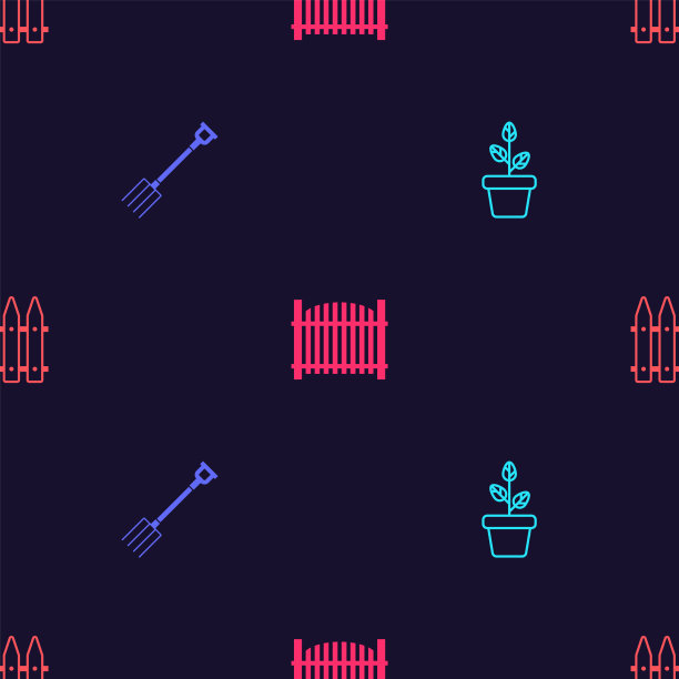 把花放在花盆花园，干草叉栅栏和其他图片下载