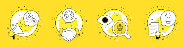 世界行星赢家丝带和工作图标集图片下载