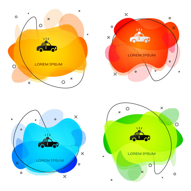 黑色警车和警察闪光图标隔离图片下载