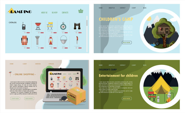 一个关于露营健康的固定网站页面图片下载