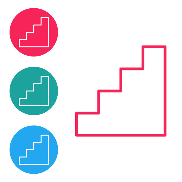 红色线楼梯图标孤立在白色图片下载