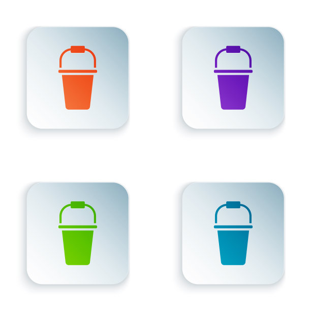 颜色桶图标孤立的白色背景图片下载