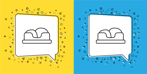 设置线宠物床图标隔离在黄色和蓝色图片下载