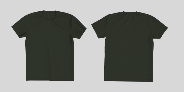 男士短袖t恤模型的前面，和后面的观点图片下载