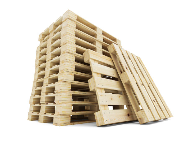 仓库托盘堆垛在白色背景上隔离3d图片下载