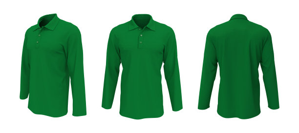 空白领口衬衫模型在前面，侧面和背面的观点图片下载