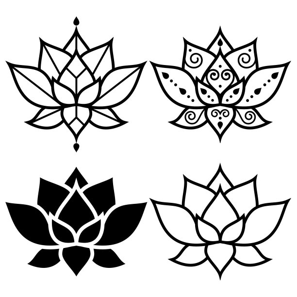 荷花简单几何设计集瑜伽图片下载