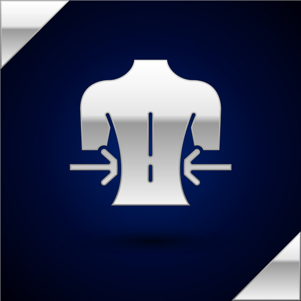 银色按摩图标孤立在深蓝色图片下载