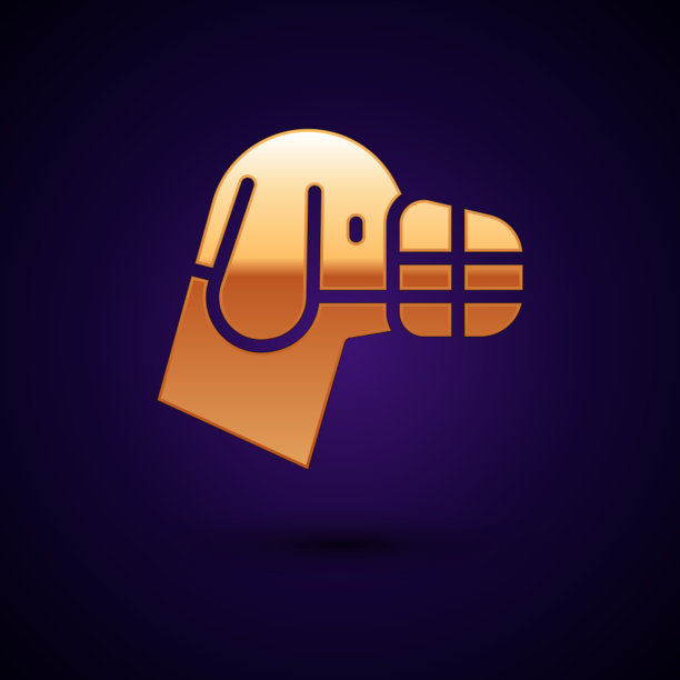 金狗在口吻图标孤立在黑色图片下载