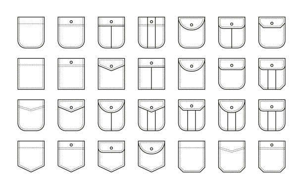 为衬衫和其他设置补丁口袋图标图片下载