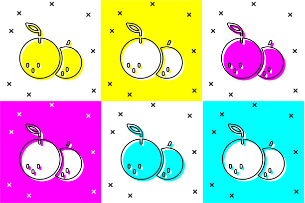 设置橘红色图标孤立的颜色背景图片下载