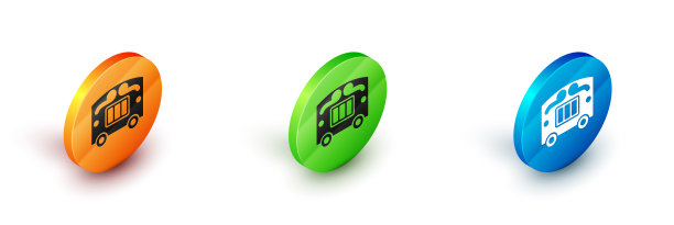 等距马戏马车图标孤立在白色图片下载