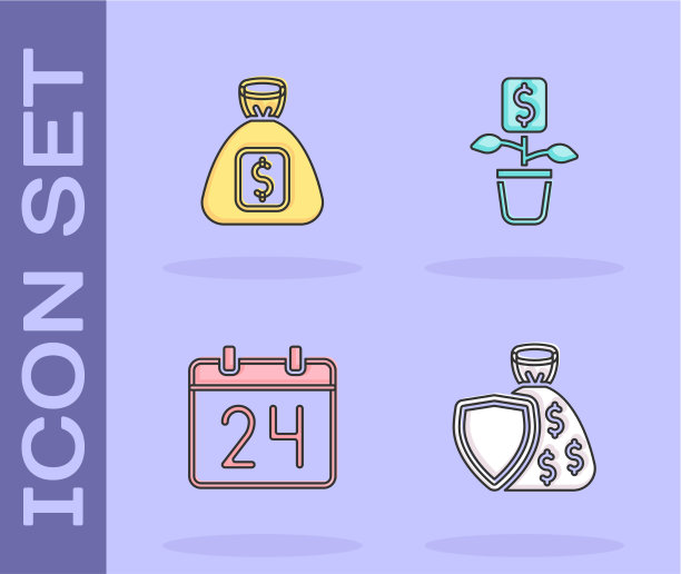 设盾牌和钱袋，钱历和图片下载