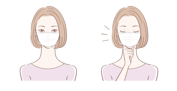 戴口罩的女人矢量插画图片下载