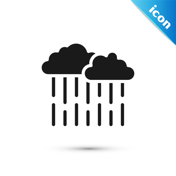 灰色云与雨的图标孤立在白色图片下载