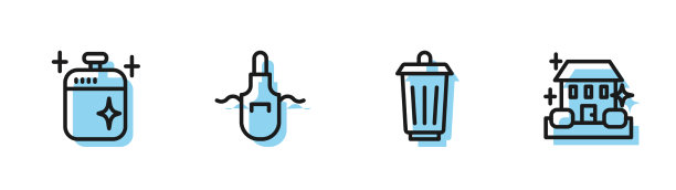 设线垃圾桶清洁厨房烹饪锅图片下载