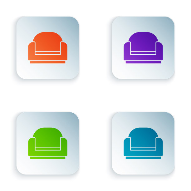 彩色扶手椅图标孤立的白色背景图片下载