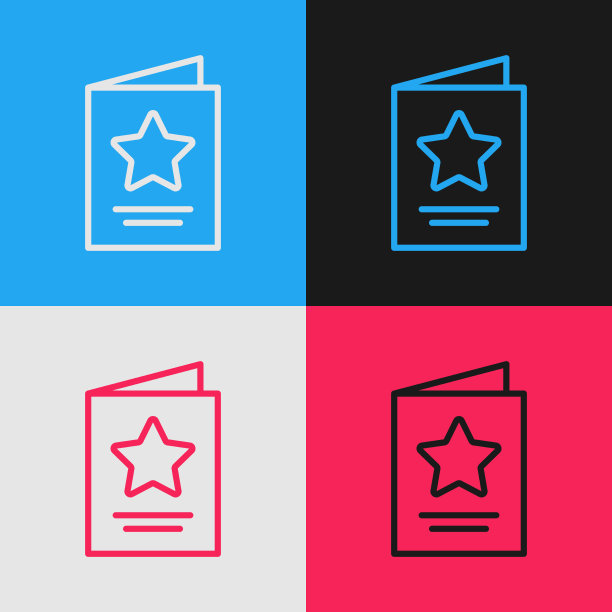 流行艺术线贺卡图标孤立的颜色图片下载