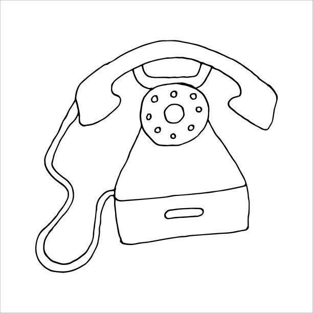 用钢笔和墨水手绘的老式电话图片下载