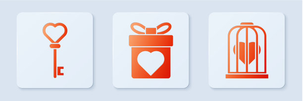 心形和心形的心形钥匙套装礼盒图片下载