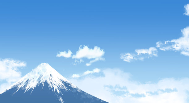 富士山水彩画风格的美丽风景插图图片下载