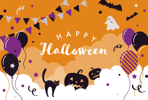 矢量背景与万圣节插图横幅，卡片，传单，社交媒体壁纸等。图片下载