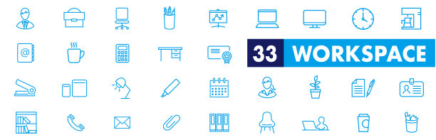 工作地点图标自由线向量集图片下载