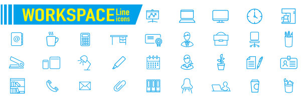 工作地点图标自由线向量集图片下载