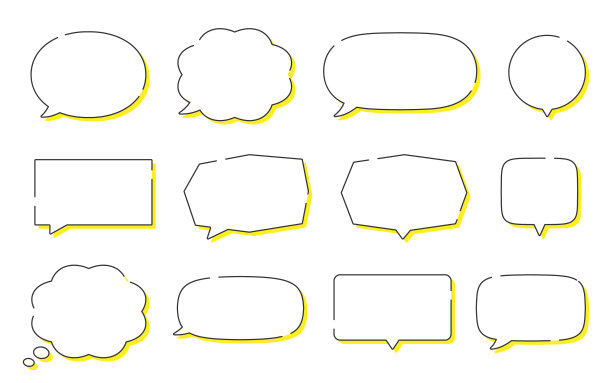 一套简单的演讲气球和备忘录插图图标。图片下载