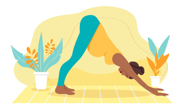 深色皮肤的孕妇在家冥想。产前瑜伽，冥想，放松，娱乐，健康的生活方式的概念插图。插图在平面卡通风格。图片下载