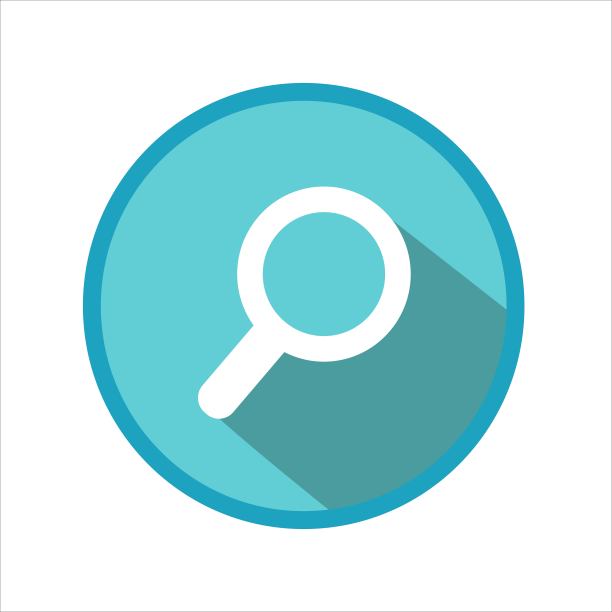 蓝色的放大镜图标图片下载