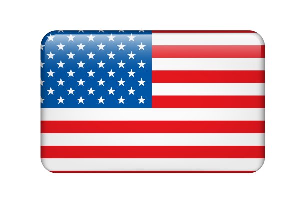 美国国旗。矢量图标。玻璃按钮为web，应用程序，ui。光滑的旗帜。图片下载