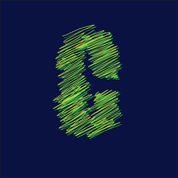 字体排印：A到Z的绿色缝线字体矢量集图片下载