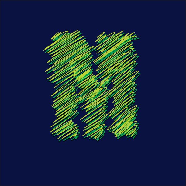 字体排印：A到Z的绿色缝线字体矢量集图片下载