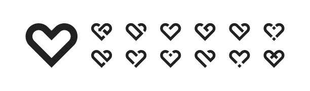 心形图标设置为白色背景。矢量插图。红心黑色象征收藏。图片下载