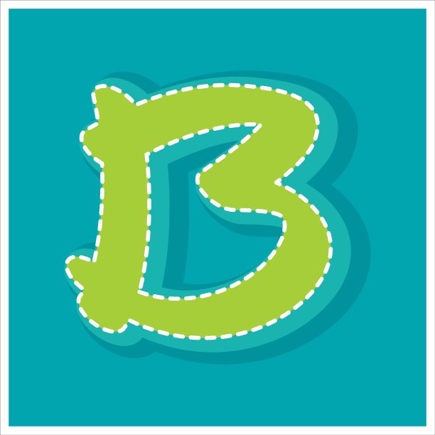 绿色缝线虚线字体字母排版矢量素材（A到Z）图片下载