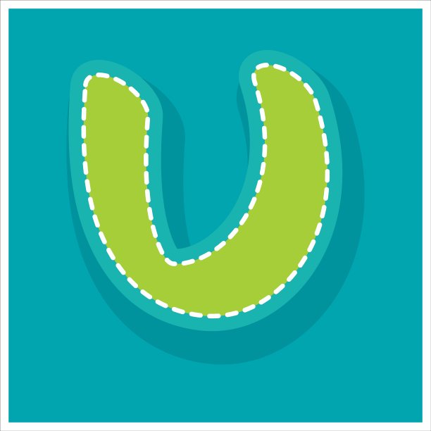 绿色缝线虚线字体字母排版矢量素材（A到Z）图片下载