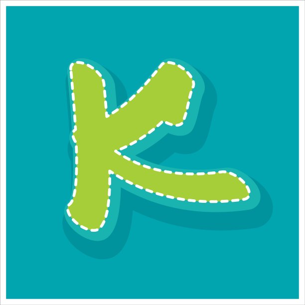 绿色缝线虚线字体字母排版矢量素材（A到Z）图片下载