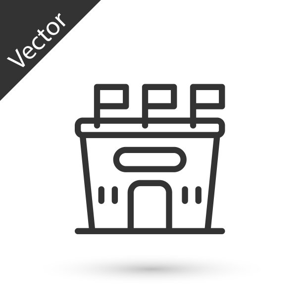 灰色线足球体育场图标孤立在白色背景。足球领域。向量图片下载